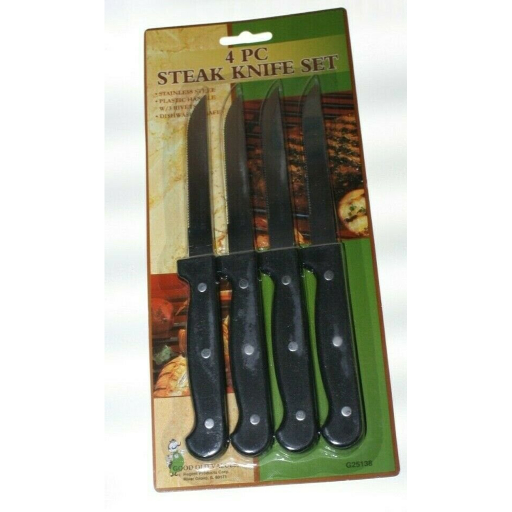 4 Piece Stainless Steel Steak Knife Set Regent Products Plastic Handle New
